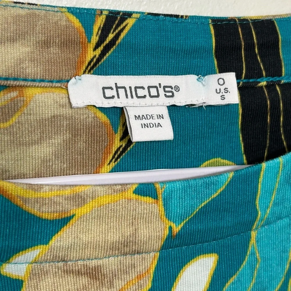 Chicos Tropical Bateau Pima Cotton Tee Shirt